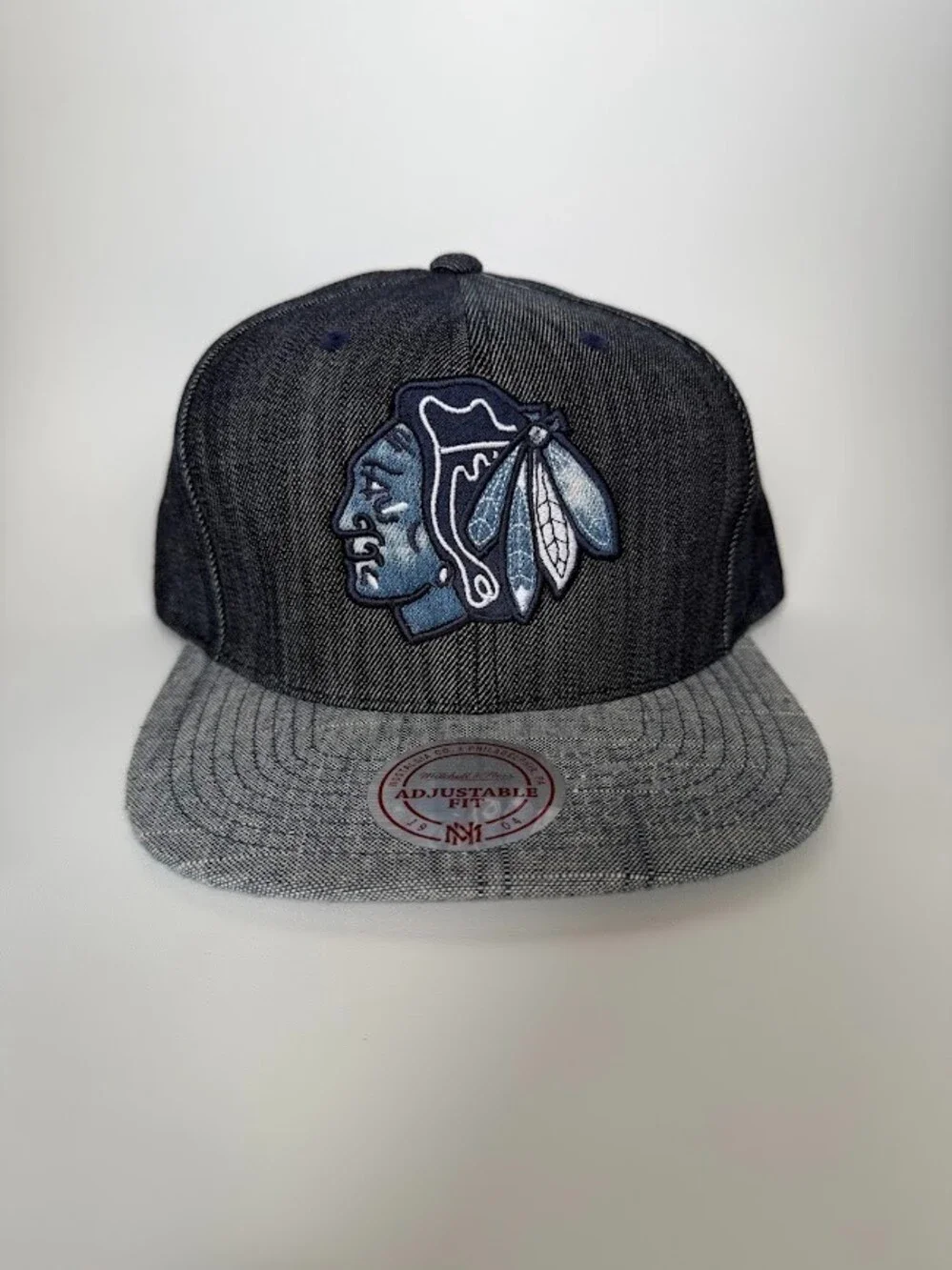 Mitchell & Ness Chicago Blackhawks Denim Snapback Hat Cap NHL NWT